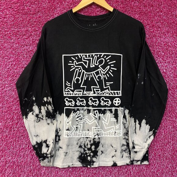 Keith Haring Dancing Figures and Dog Long Sleeve T-Shirt S/M - Picture 1 of 4